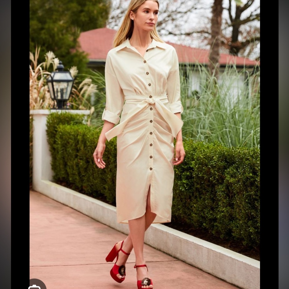 ANTONIO MELANI Cream Button-Down Roxanne Dress